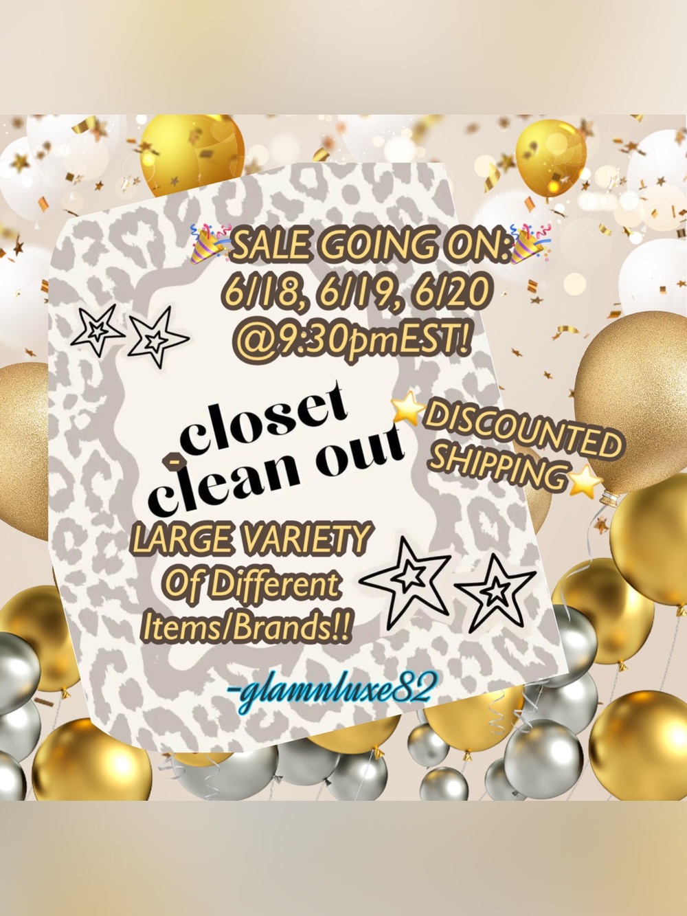 ⭐️CLOSET CLEAN OUT ANNOUNCEMENT!! SALE IS: 6/18,6/19,6/20! DISCOUNTED SHIPPING⭐️